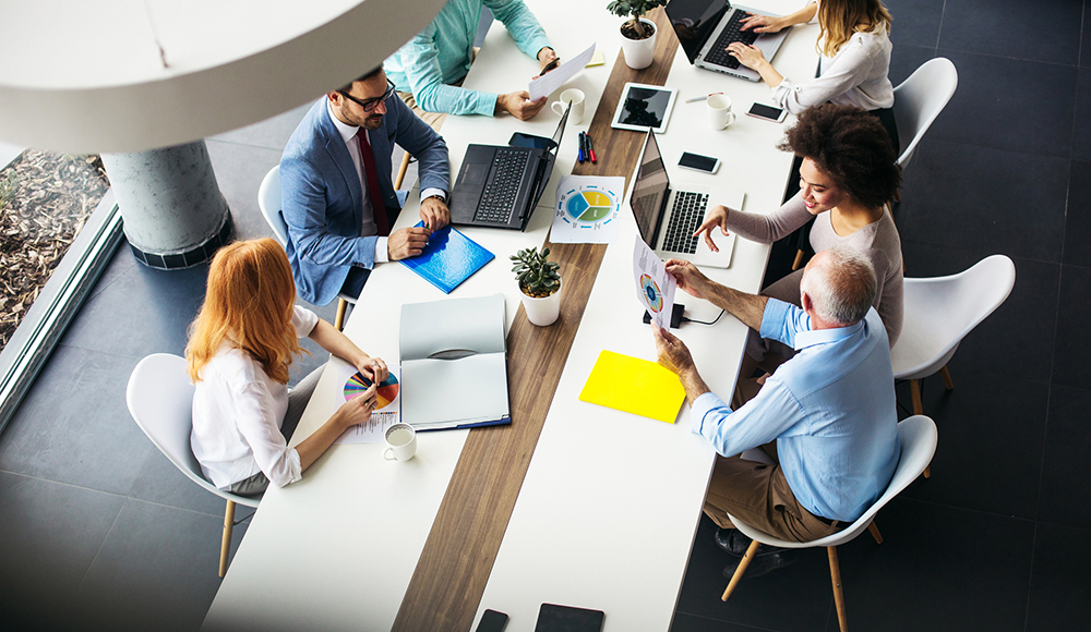 Employees at a table